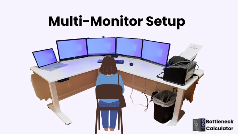 This image shows a multiple-monitor setup with an extended screen for performing multiple tasks instantly.
